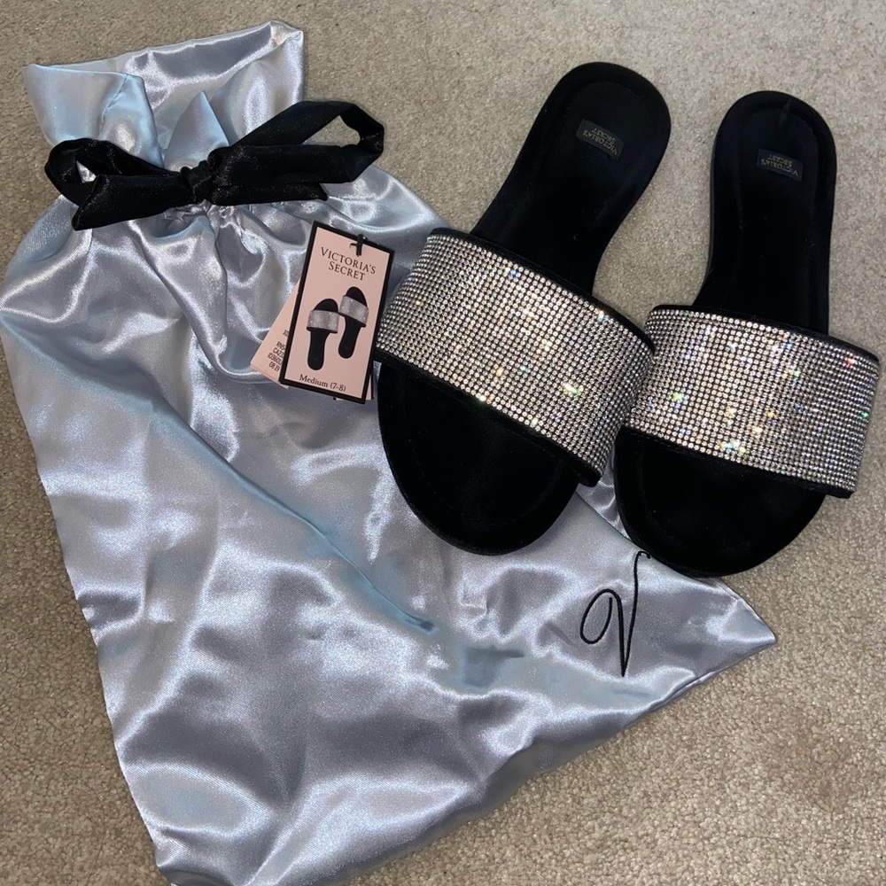 Embellished Velvet Slides